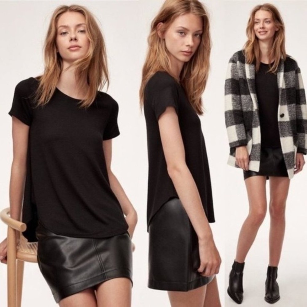 ARITZIA WILFRED Esther Knit Black Short Sleeve Top
